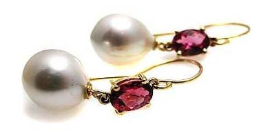 Pink tourmaline earrings .