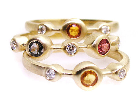 Multi color sapphire rings set .