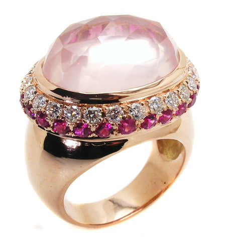 Pink quartz ring .
